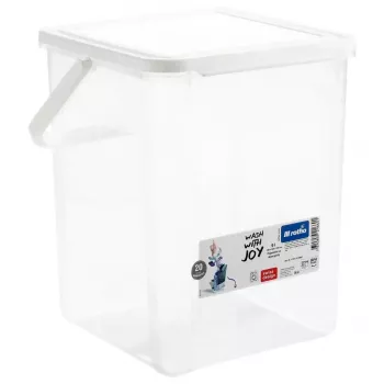 Dosificador de detergente de plástico Rotho Basic 9 L modelo 1770101100RP, blanco, tapa, orificio para colgar