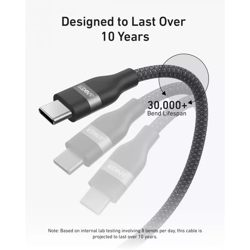 Cable USB-C a USB-C Anker A82E2 — USB 2.0, 1,8 m, negro