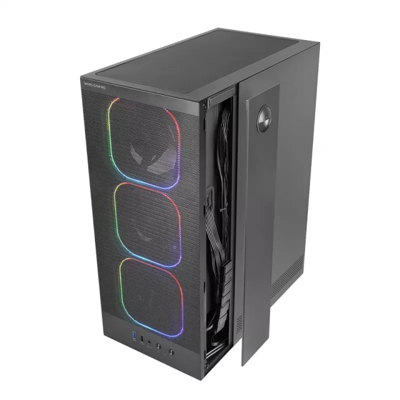 Caja de PC TACENS MARS MC-NEBULA Midi Tower con cristal templado, cuatro ventiladores aRGB de 120 mm, compatible con ATX, GPU hasta 30,2 cm