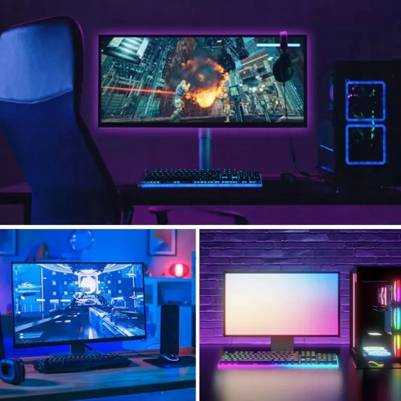 Tira LED Vention PAAWJ RGB 5 m USB 5V con mando a distancia IR, montaje con cinta adhesiva de doble cara