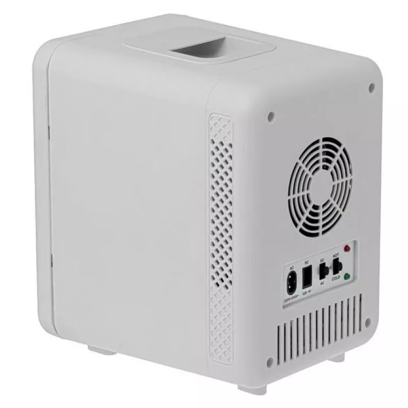 Mininevera Adler AD 8084G — compacta gris 12V/230V, capacidad 4 L, portátil, puerta con bisagra a la derecha