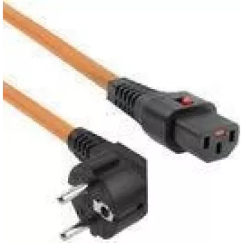 ACT cable de alimentación conector macho CEE 7/7 (acodado) - C13 IEC Lock naranja 2 m, EL247S