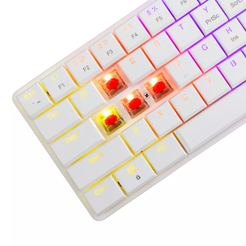 Teclado mecánico White Shark Nagamaki GK-006211 — diseño compacto, interruptores mecánicos Red, carcasa blanca