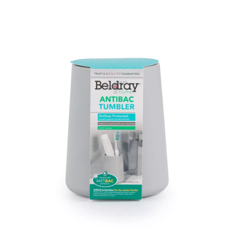 Vaso de almacenamiento Beldray LA033347UFFAS Antibac Gris — accesorio de baño, vaso enjuagador antibacteriano