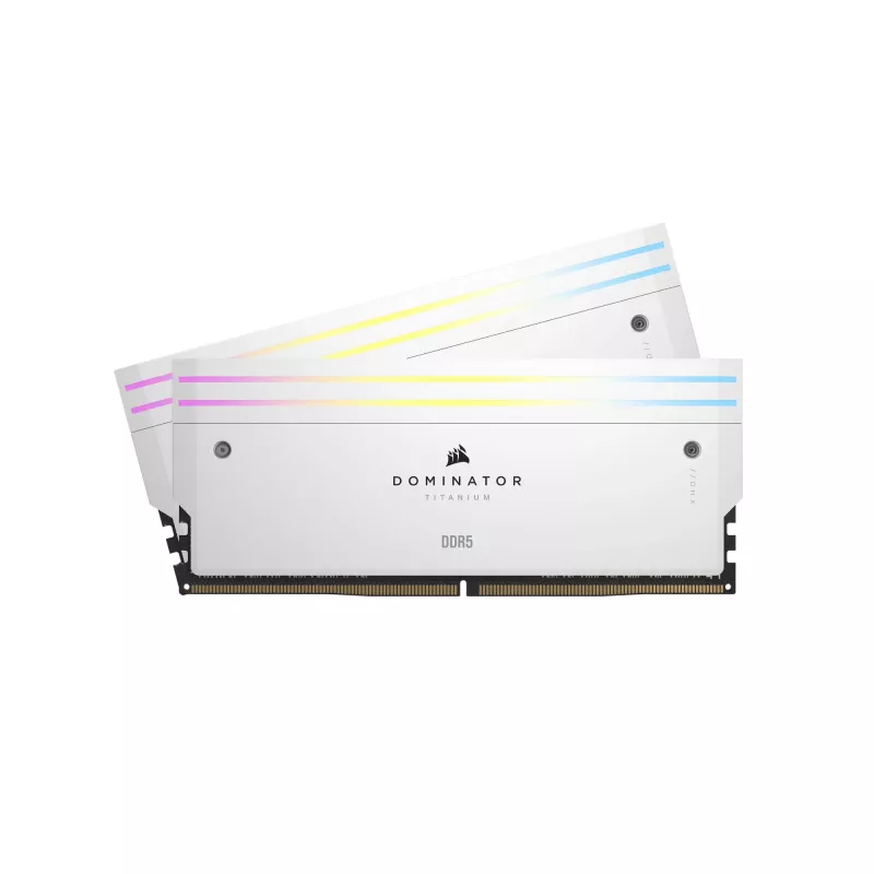 CORSAIR DOMINATOR TITANIUM RGB 96GB 2x48GB DDR5 6400MT/s DIMM Unbuffered 32-40-40-84 Std PMIC XMP 3.0 disipador blanco 1,4V