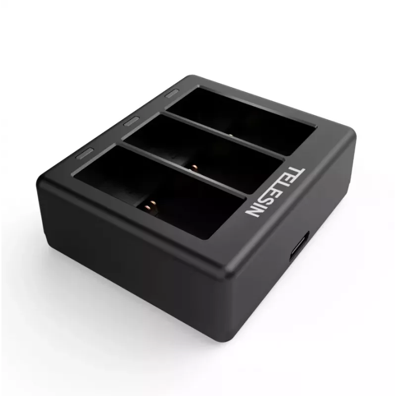 Cargador de 3 ranuras Telesin para GoPro Hero 12 / Hero 11 / Hero 10 / Hero 9