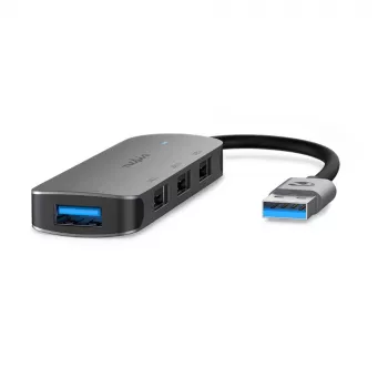 Nedis hub USB conector macho USB-A – 4x USB A, 4 puertos, USB 2.0 / USB 3.2 Gen 1, alimentado por USB, 5 Gbit/s (CCGB61210GY01)
