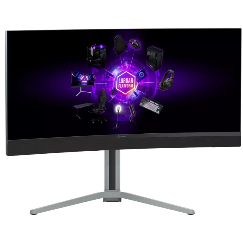 LORGAR 34MP1, Monitor gaming UWQHD MiniLED Pro, 34'' (3440*1440) Monitor curvo VA, negro/gris lechoso