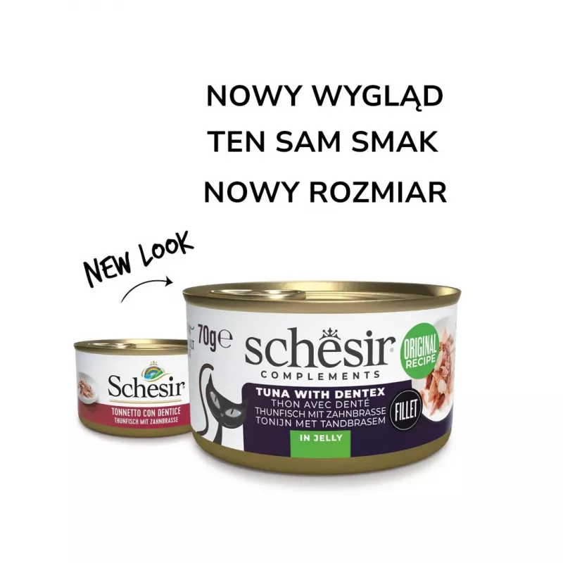 Schesir Oceanic Adult comida húmeda para gatos con atún y dentón, 70 g