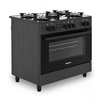Cocina de gas/eléctrica independiente Ravanson KWGE-K90, 5 zonas de cocción, 90 cm, horno 105 L, control táctil