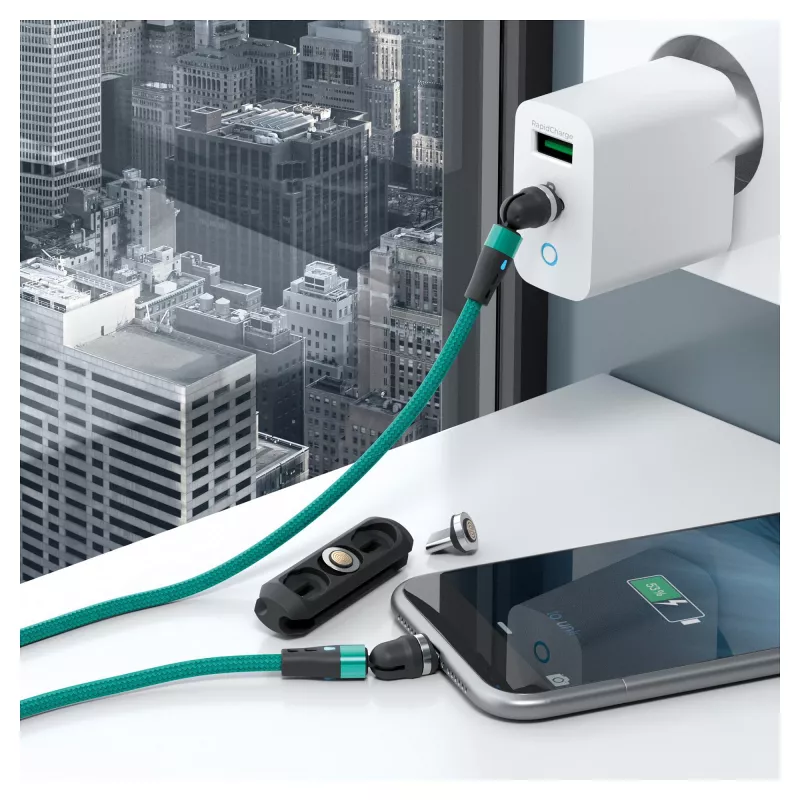 Cable USB RealPower MagneticCharge2 1 m verde carga rápida transferencia de datos
