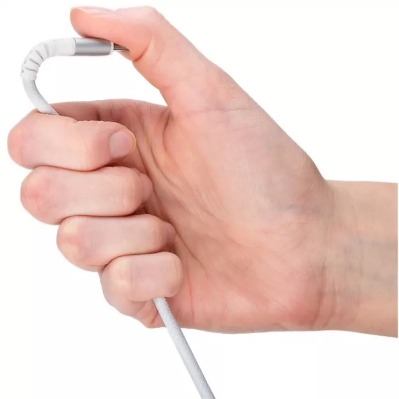 Goobay cable USB-C (ST-ST) 2m cable de conexión funda textil blanco cable USB USB 2.0 USB C (70194)