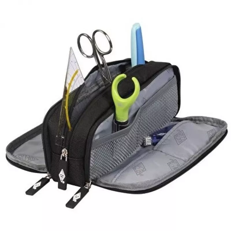 WEDO Business 242 45101 estuche Schlamperbox con 3 compartimentos, poliéster, negro