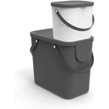 Cubo de basura Rotho Albula rectangular plástico 6 L, antracita, 200×235×208 mm