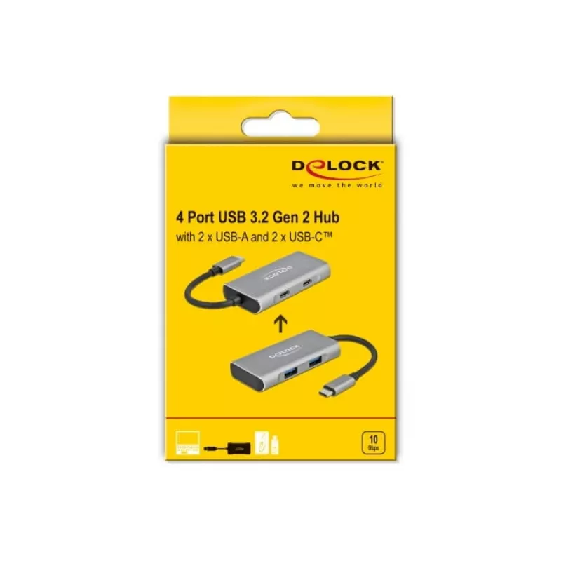 Hub USB DeLOCK USB externo 10 Gbps hub USB Type-C 63260