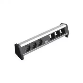 Alargador de corriente 3 tomas AC Bachmann 902.002 Negro Plata