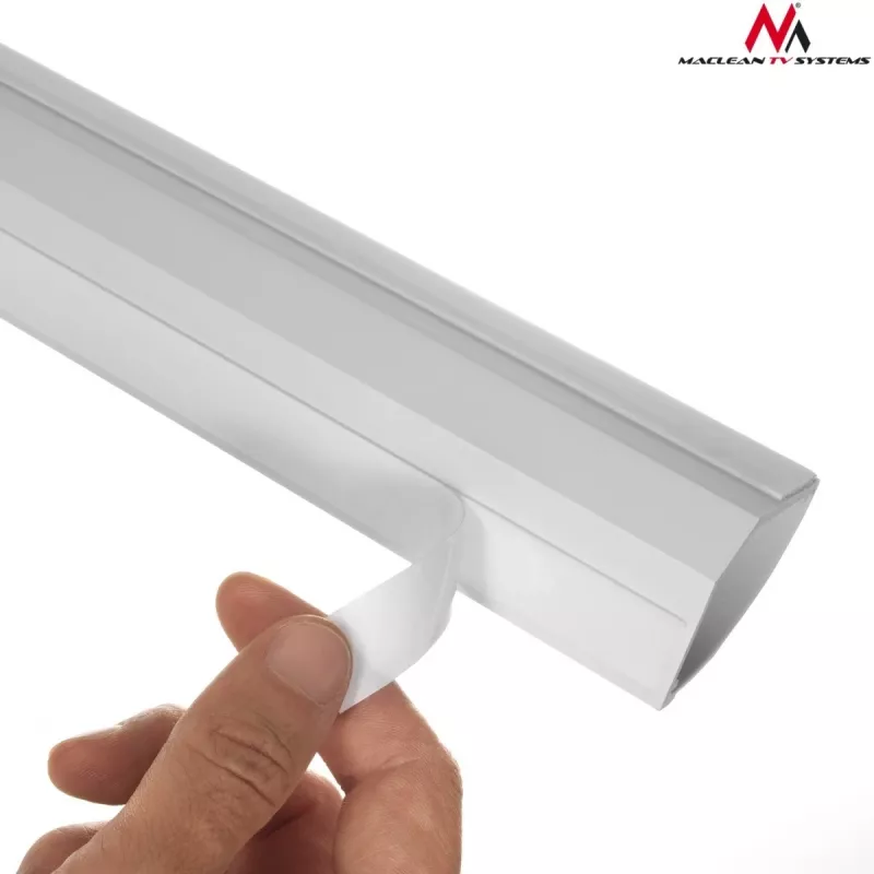 Maclean MCTV-575 cubrecables de suelo, 1,5 m, 43 x 23 mm, altura 23–32 mm, blanco, con cinta adhesiva