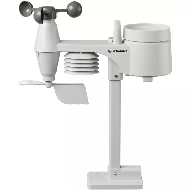 Bresser 7002580 Weather Center 5-in-1 estación meteorológica digital Wi-Fi con sensor profesional, pantalla de 5,7″, alimentación por red, negra