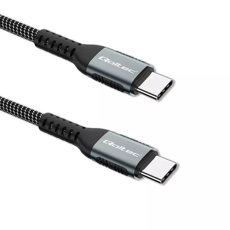 Cable Qoltec USB 2.0 Type-C a USB 2.0 Type-C 100W QC 3.0 PD 1m Negro