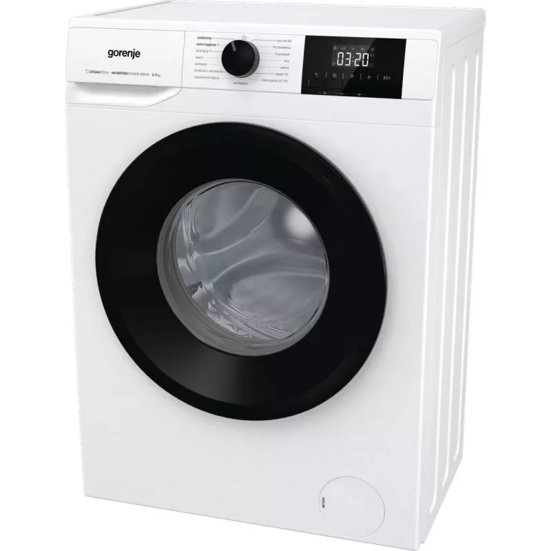 Lavadora independiente Gorenje W3NGPI72SBS, 7 kg, 1200 rpm, motor inverter, vapor, 15 programas, Blanco