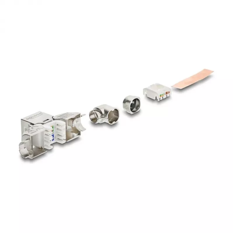 Módulo Keystone RJ45 conector hembra Cat.6A sin herramientas 90° DELOCK 90800