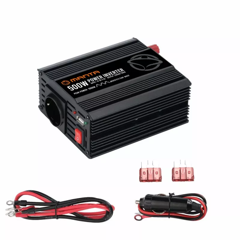 Inversor de corriente MANTA MPI500M 500W potencia continua / 1000W potencia máxima CC a CA