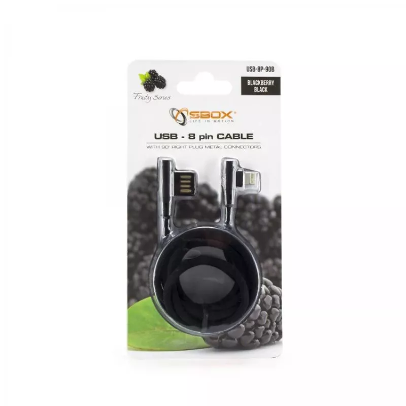 Cable Sbox USB-8P-90B USB 8-Pin blackberry negro