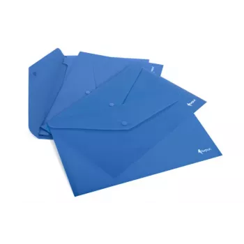 Funda A4 de plástico FORPUS FO21616 azul — funda para documentos, frontal transparente, cierre de botón a presión