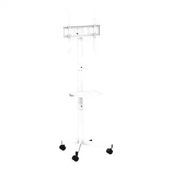 Soporte de suelo para TV Gembird con ruedas para 32–55 pulgadas, blanco, VESA 100x100–400x400, 30 kg
