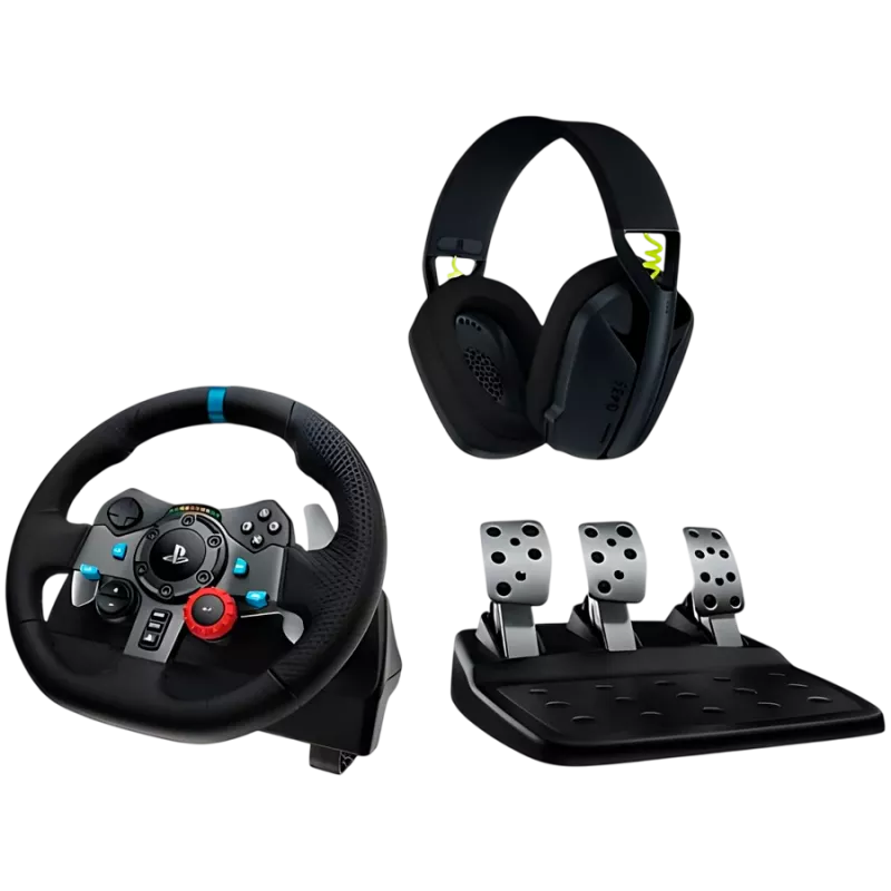 LOGITECH G29 EU + G435 Mando gaming negro aluminio negro USB volante + pedales + auriculares PC