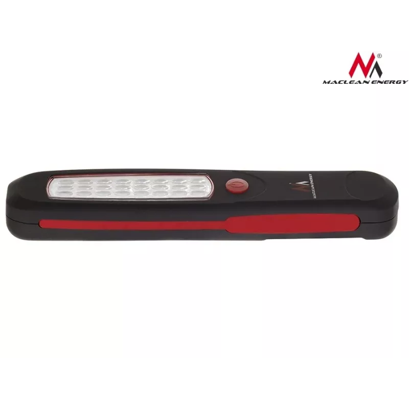 Lámpara de taller MACLEAN MCE03 — 24 LEDs, base magnética y gancho, a pilas (3×AAA)