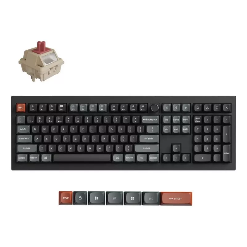 Teclado mecánico Full-Size (100%) Keychron V6 Ultra 8K — QWERTY, Bluetooth, RGB LED, negro