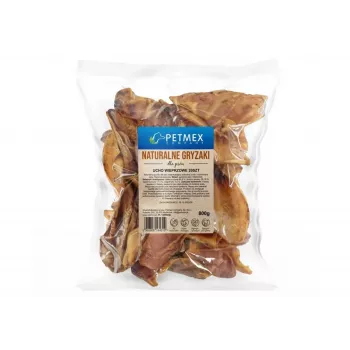 Snacks masticables para perros PETMEX oreja de cerdo, pack de 20 tiras masticables naturales para la higiene dental, 800 g, perros adultos, todas las tallas de raza