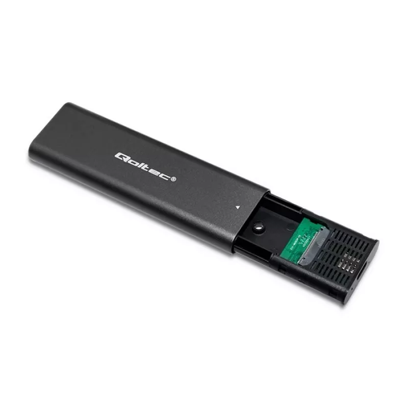 Qoltec 50312 carcasa para SSD M.2 NVMe, USB Type-C, negra