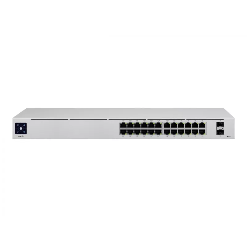 Conmutador gestionado L2/L3 Ubiquiti UniFi USW-24-POE, 24x Gigabit Ethernet (16x PoE+), 2x SFP, 1U, plateado