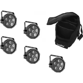 Set de focos LED EUROLITE SLS-6 TCL 5x con bolsa blanda — 5 focos LED compactos, bolsa de transporte incluida