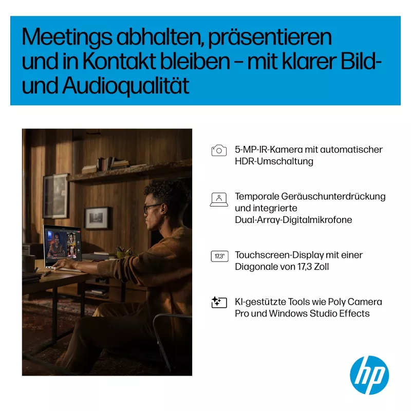 Portátil HP OmniBook 7 Next Gen AI 17-dc0074ng - Intel Core Ultra 7 258V / 2.2 GHz - Win 11 Pro - Intel Arc Graphics 140V - 32 GB RAM - 1 TB SSD NVMe - 43,9 cm (17.3