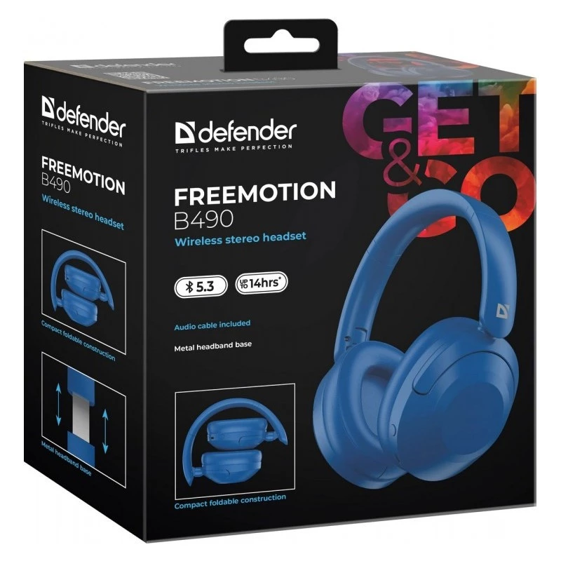 Auriculares inalámbricos Defender Fre Emotion B490 — azul, on-ear, Bluetooth, micrófono integrado