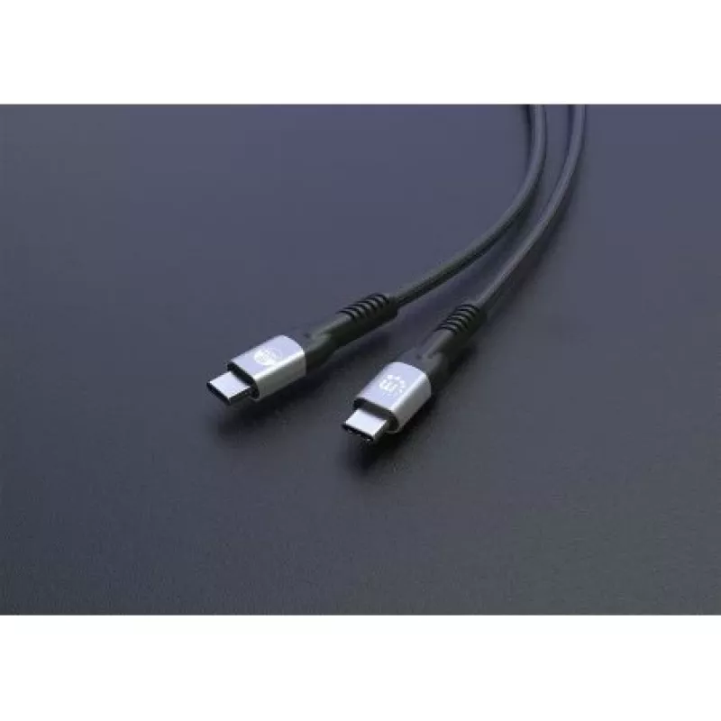 Manhattan Cable USB-C a USB-C Fast (240 W), 1 m, carga de portátil de 240 W + datos y vídeo de alta velocidad, compatible con todos los portátiles (se requiere fuente de alimentación USB-C de 240 W adicional), transmisión ultrarrápida de 40 Gbit/s, negro, 3 años de garantía