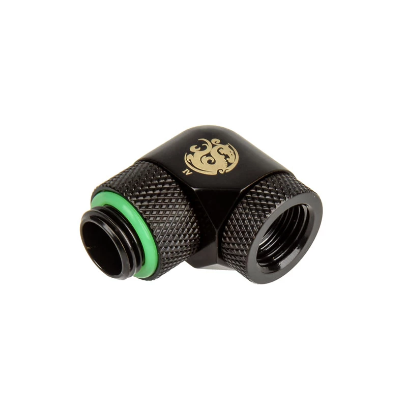Adaptador 90° BitsPower BP-MB90R2LD G1/4 rosca macho a G1/4 rosca hembra, 2 conexiones giratorias orientables