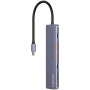 Hub USB Type-C CANYON DS-17 — HDMI, USB 3.2 Gen 1 A, USB-C, MicroSD, 10000 Mbit/s, gris