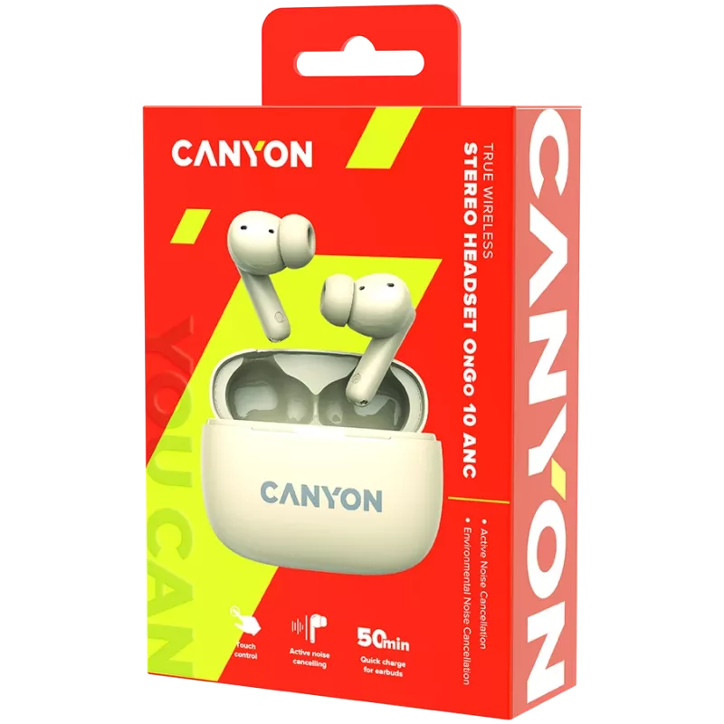 Auriculares con micrófono Canyon CNS-TWS10BG True Wireless Stereo (TWS) in-ear para llamadas/música/deporte/día a día USB Type-C Bluetooth beige (CNS-TWS10BG)