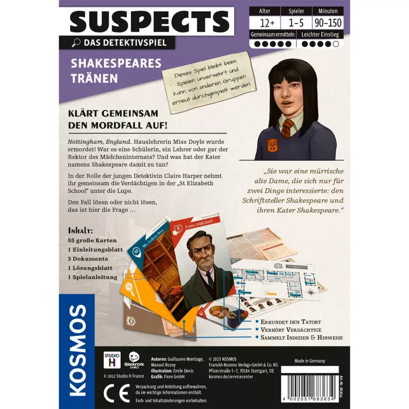 Suspects: Shakespeares Tears, juego de cartas