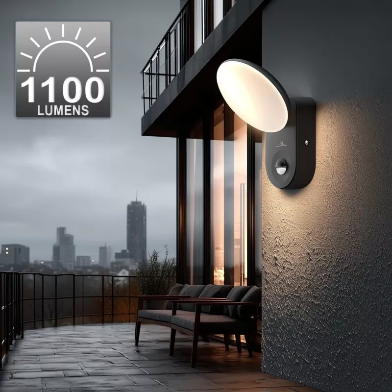 Lámpara de pared LED MACLEAN MCE367 con sensor PIR, lámpara de pared exterior con detector de movimiento