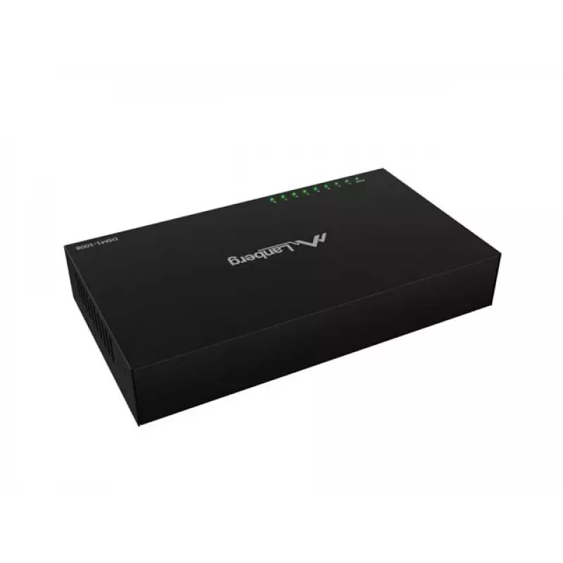 Switch de red LANBERG DSM1-1008 8x 1 Gb/s no gestionado Gigabit Ethernet de sobremesa 12V carcasa metálica