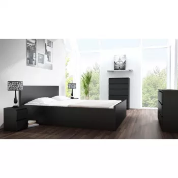 Mesita de noche top e shop M2 CZERŃ, 2 cajones, negro, 300×300×400 mm