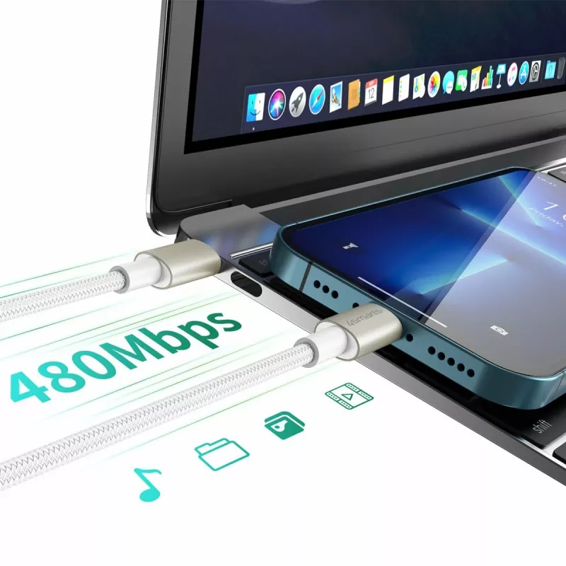 4smarts cable USB-C a PremiumCord 60W set de 3 0,5m+1,5m+3m blanco - plata, blanco - 3 uds. (540621)