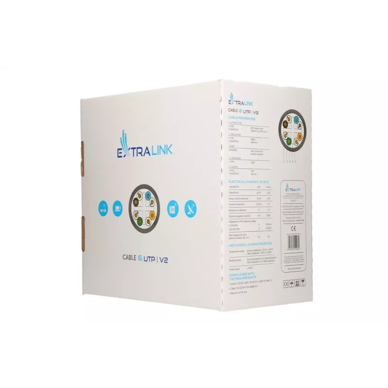 Cable de par trenzado Extralink CAT6 UTP V2 Indoor 305M