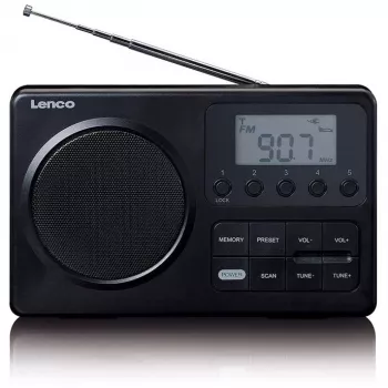 Radio portátil Lenco MPR-035BK — FM/AM, funcionamiento con red y pilas, LCD de 2,5