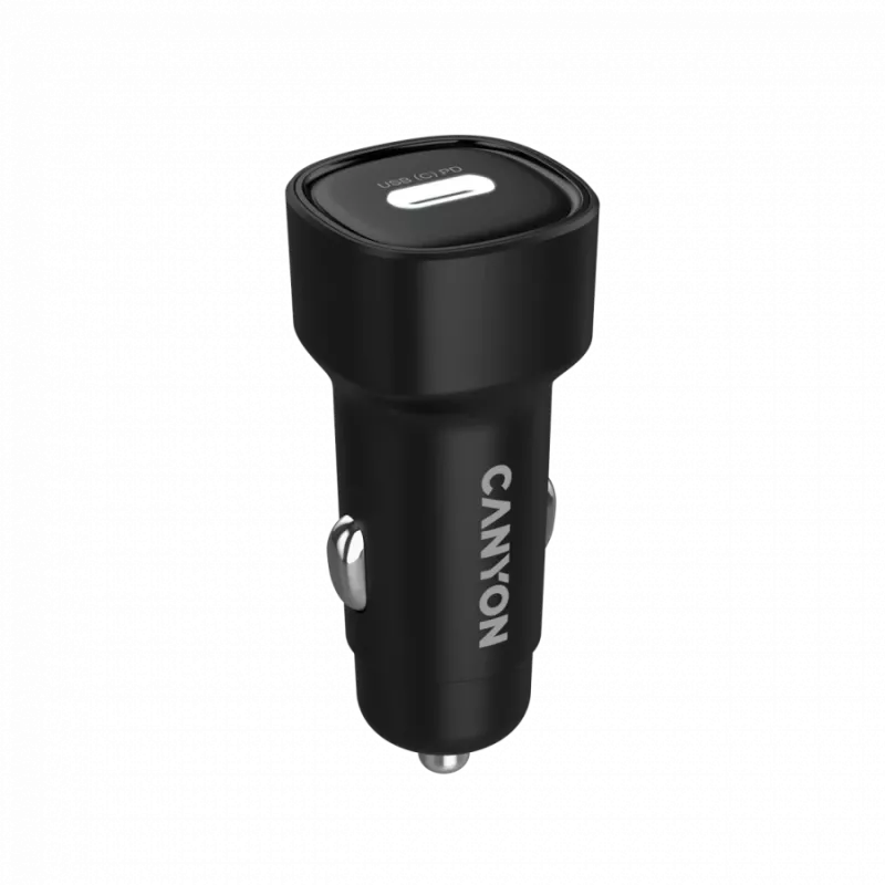 Cargador de coche CANYON OnDrive 30 PD 30W USB-C negro – fuente de alimentación USB-C para vehículos, 30W PD